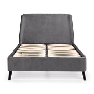 FRIDA CURVED VELVET BED 150CM - GREY - Living with Luxury