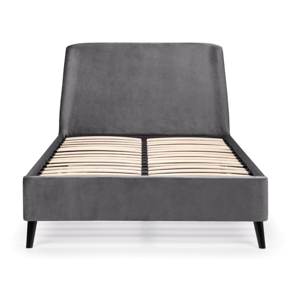 FRIDA CURVED VELVET BED 150CM - GREY - Living with Luxury
