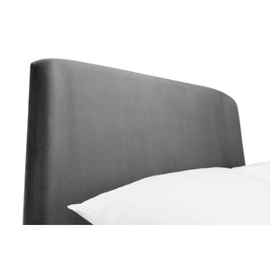 FRIDA CURVED VELVET BED 150CM - GREY - Living with Luxury
