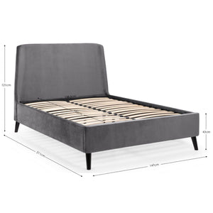 FRIDA CURVED VELVET BED 150CM - GREY - Living with Luxury