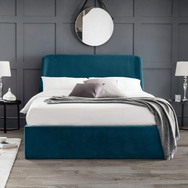 FRIDA STORAGE OTTOMAN BED 135CM - TEAL - Living with Luxury