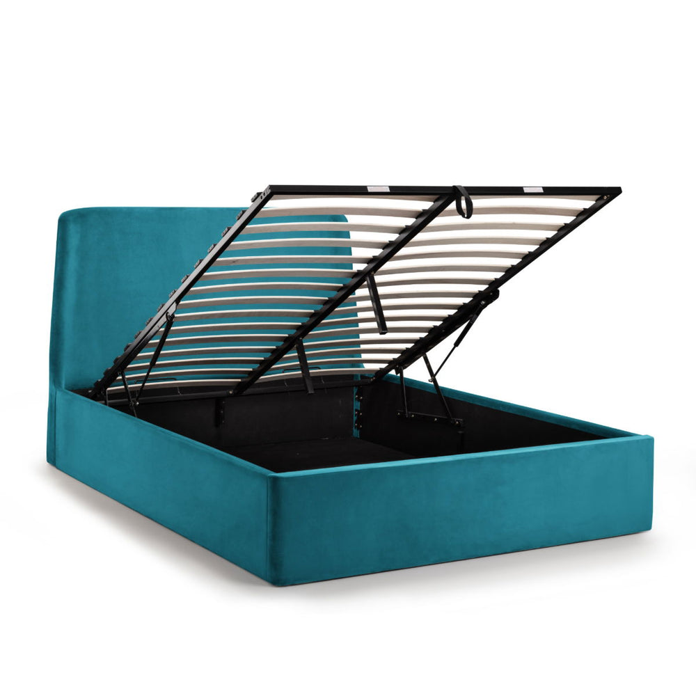 FRIDA STORAGE OTTOMAN BED 135CM - TEAL - Living with Luxury