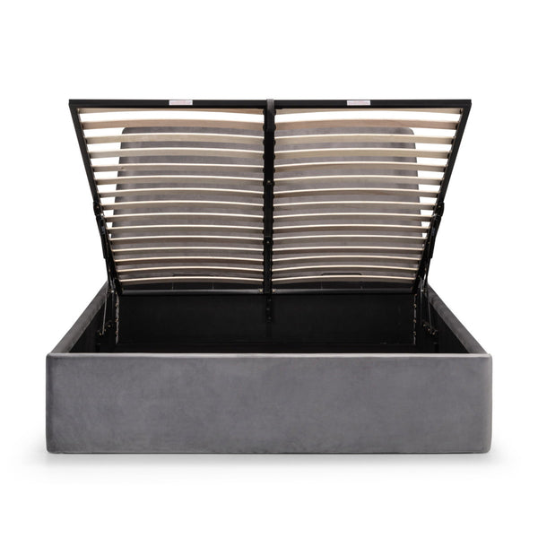 FRIDA STORAGE OTTOMAN BED 135CM - GREY - Living with Luxury