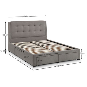 FULLERTON 4 DRAWER 135CM BED - GREY - Living with Luxury