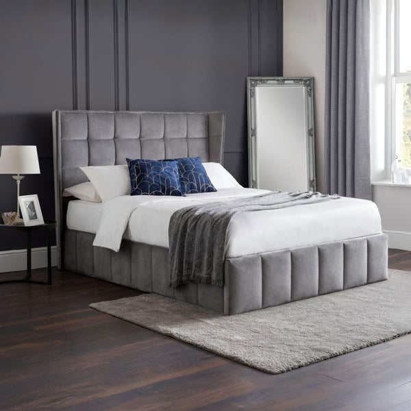GATSBY STORAGE OTTOMAN BED 150CM - LIGHT GREY - Living with Luxury
