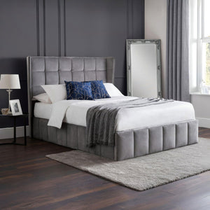GATSBY STORAGE OTTOMAN BED 135CM - LIGHT GREY - Living with Luxury