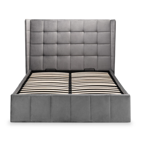 GATSBY STORAGE OTTOMAN BED 150CM - LIGHT GREY - Living with Luxury