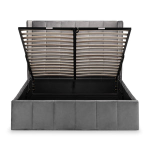 GATSBY STORAGE OTTOMAN BED 150CM - LIGHT GREY - Living with Luxury
