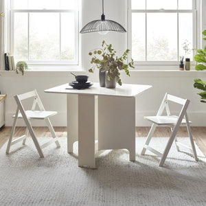 GATAN SMALL GATELEG TABLE WITH 2 CHAIRS - WHITE - Living with Luxury