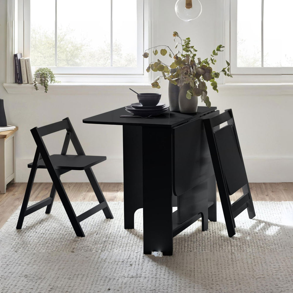 GATAN SMALL GATELEG TABLE WITH 2 CHAIRS - BLACK - Living with Luxury