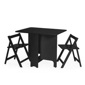 GATAN SMALL GATELEG TABLE WITH 2 CHAIRS - BLACK - Living with Luxury