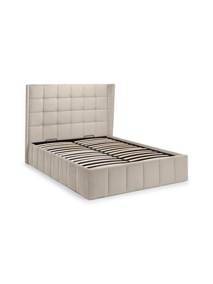 Gatsby Cream Velvet 150cm King Ottoman Storage Bed - Living with Luxury