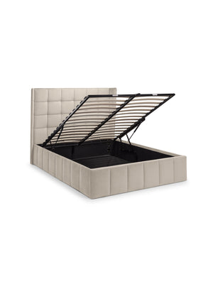 Gatsby Cream Velvet 150cm King Ottoman Storage Bed - Living with Luxury