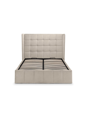 Gatsby Cream Velvet 150cm King Ottoman Storage Bed - Living with Luxury