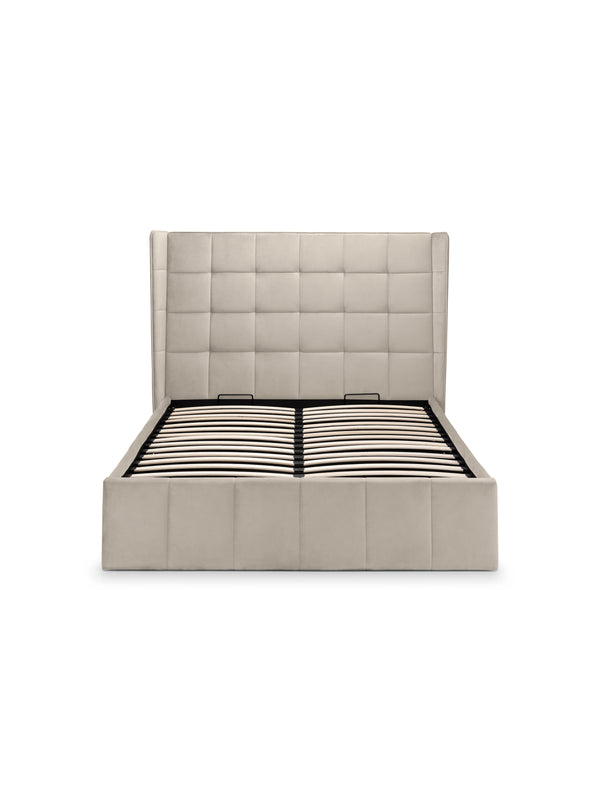 Gatsby Cream Velvet 150cm King Ottoman Storage Bed - Living with Luxury