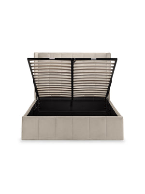 Gatsby Cream Velvet 150cm King Ottoman Storage Bed - Living with Luxury