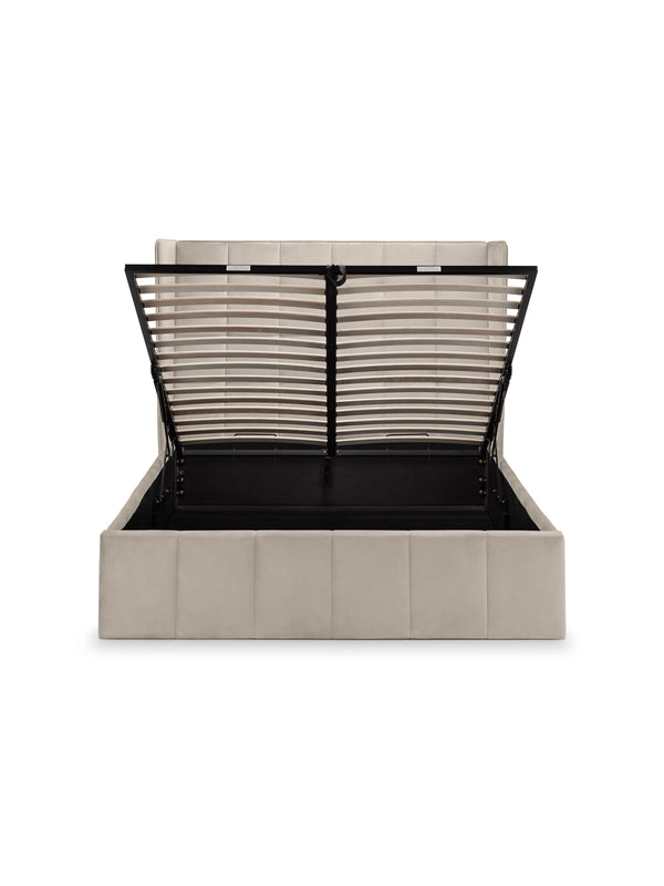 Gatsby Cream Velvet 150cm King Ottoman Storage Bed - Living with Luxury