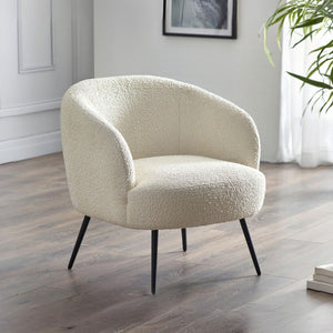 GIGI BOUCLE ACCENT CHAIR - IVORY - Living with Luxury