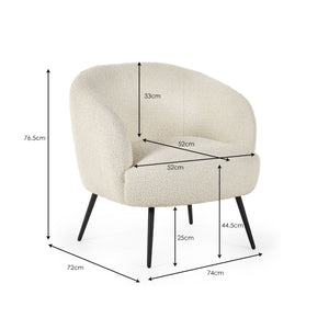 GIGI BOUCLE ACCENT CHAIR - IVORY - Living with Luxury
