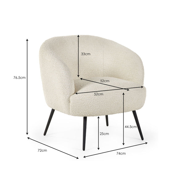 GIGI BOUCLE ACCENT CHAIR - IVORY - Living with Luxury