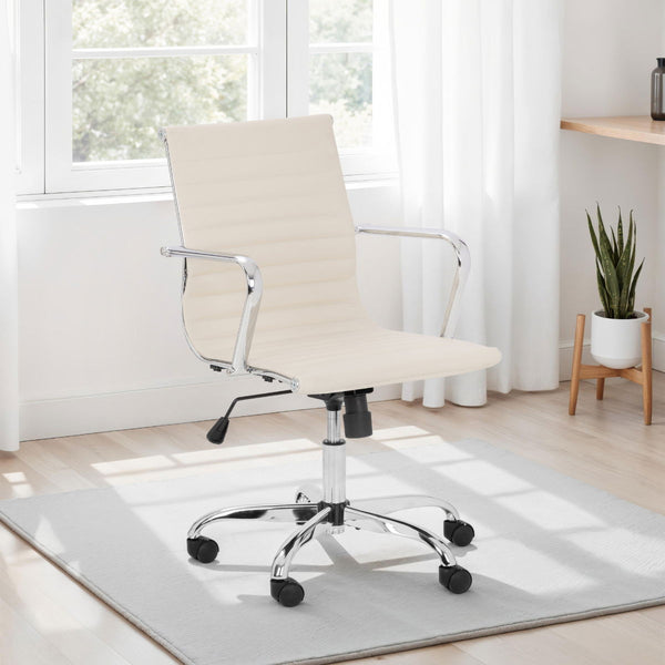 GIO IVORY & CHROME OFFICE CHAIR - Living with Luxury