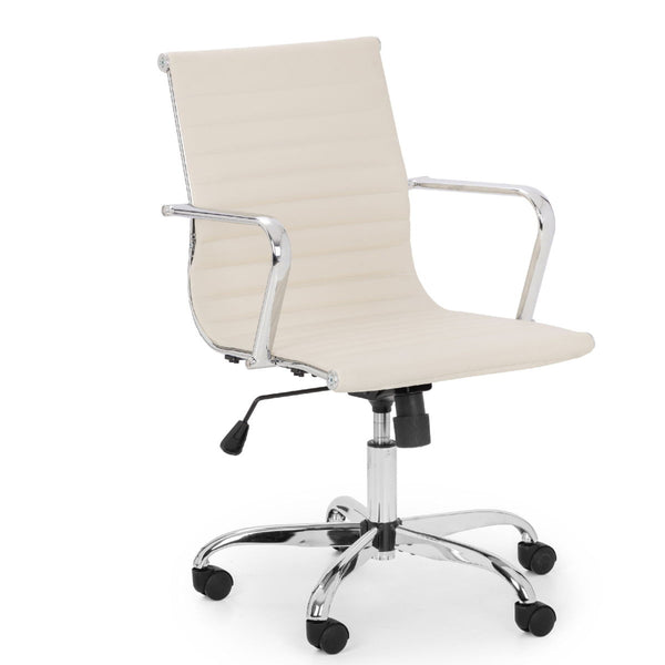 GIO IVORY & CHROME OFFICE CHAIR - Living with Luxury