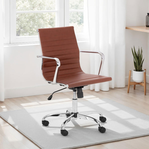 GIO BROWN & CHROME OFFICE CHAIR - Living with Luxury