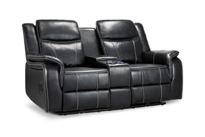 Galaxy Tech Black 2 Seater Electric Recliner Sofa – Leather Living Room Sofa