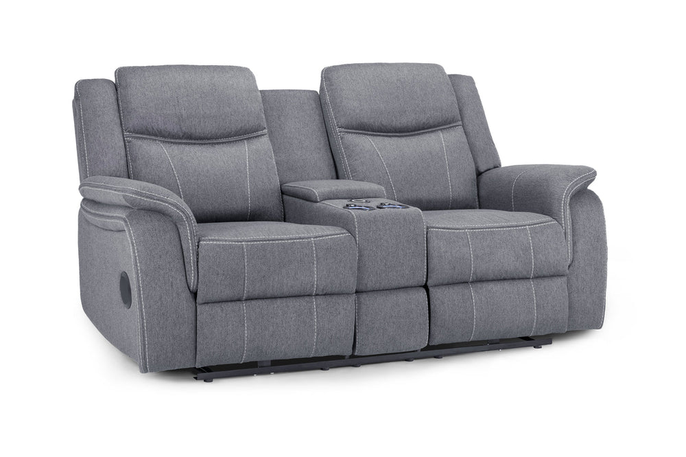 Galaxy Tech Grey 2 Seater Electric Recliner Sofa – Comfortable Fabric Living Room Seating