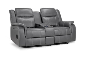 Galaxy Tech Grey 2 Seater Electric Recliner Sofa – Leather Living Room Sofa
