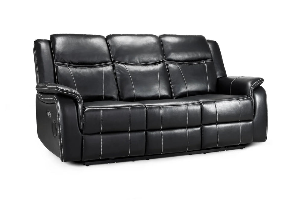 Galaxy Tech Black 3 Seater Electric Recliner Sofa – Premium Leather Living Room Seating