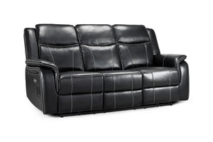 Galaxy Tech Black 3 Seater Electric Recliner Sofa – Leather Living Room Sofa
