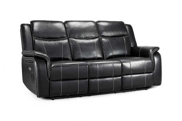 Galaxy Tech Black 3 Seater Electric Recliner Sofa – Leather Living Room Sofa