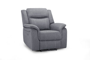 Galaxy Tech Grey Electric Recliner Armchair – Fabric Living Room Chair