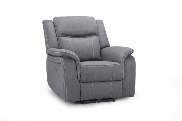 Galaxy Tech Grey Electric Recliner Armchair – Fabric Living Room Chair