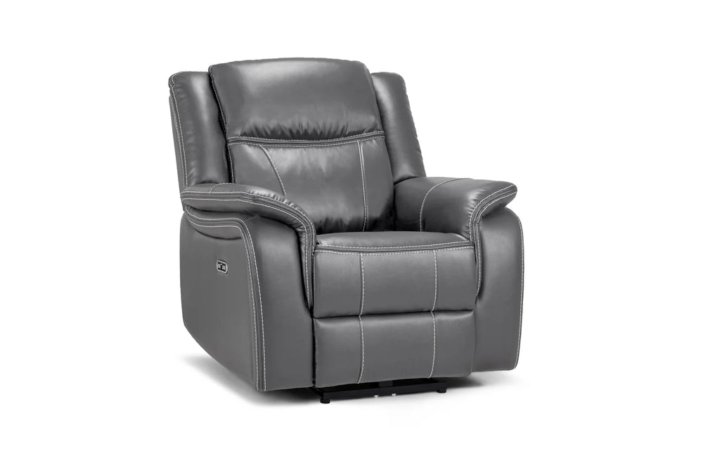 Galaxy Tech Grey Electric Recliner Armchair – Stylish Leather Living Room Chair