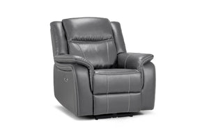 Galaxy Tech Grey Electric Recliner Armchair – Leather Living Room Chair