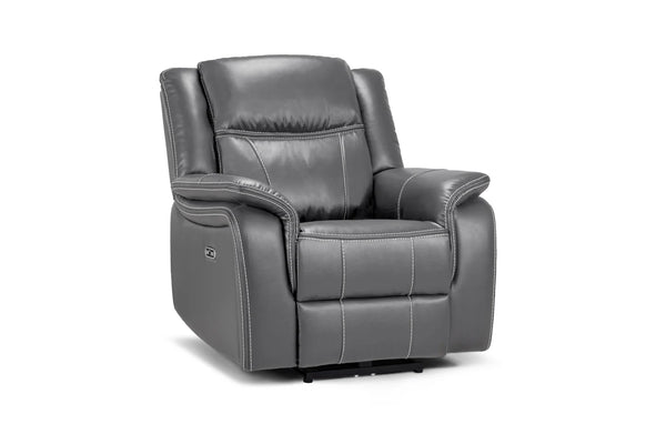 Galaxy Tech Grey Electric Recliner Armchair – Leather Living Room Chair