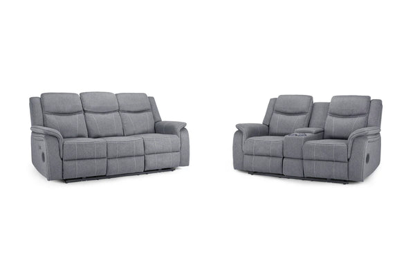 Galaxy Tech Electric Recliner Sofa Grey Fabric 3+2 Set Living Room Suite