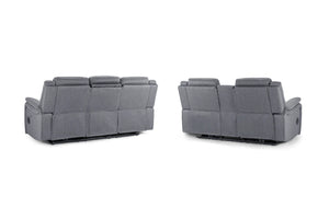 Galaxy Tech Electric Recliner Sofa Grey Fabric 3+2 Set Living Room Suite