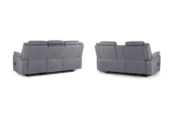 Galaxy Tech Electric Recliner Sofa Grey Fabric 3+2 Set Living Room Suite