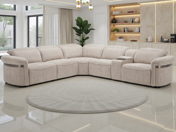 Bicester Beige Large Corner Electric Recliner Sofa – Upholstered Living Room Sofa