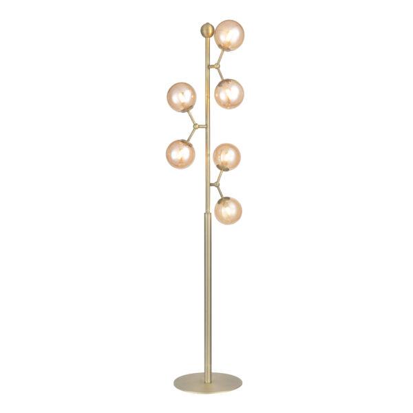 Atom Floor Light – Antique Brass & Amber 6xG9