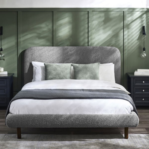 Hannah King Bed 150cm - Grey Boucle - Living with Luxury