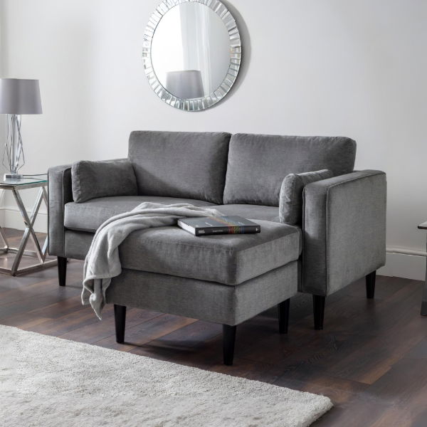 Hayward 2 Seater Sofa Grey Chenille Fabric - Living with Luxury