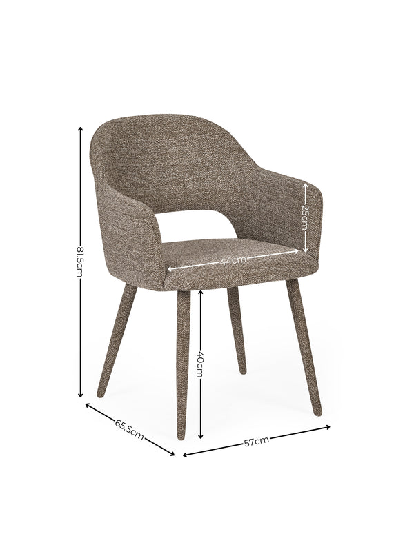 Hazel Upholstered Dining Chairs (Set of 2) - Taupe Textured Fabric - Living with Luxury