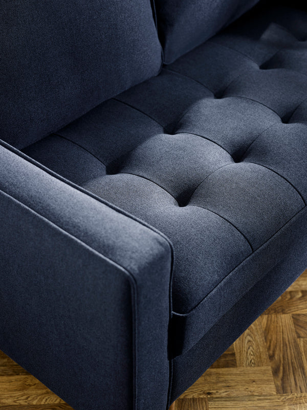 Henrietta Deep Blue Linen Upholstered 3 Seater Sofa - Living with Luxury