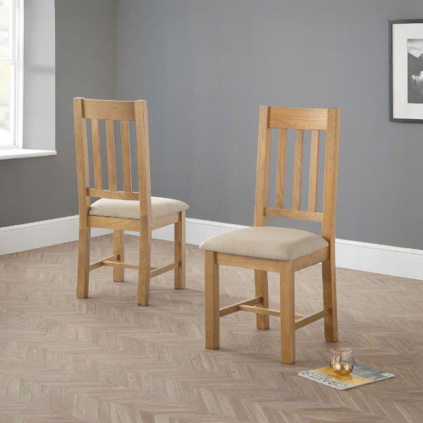 Hereford Dining Chair – Oak with Taupe Linen Seat - Living with Luxury