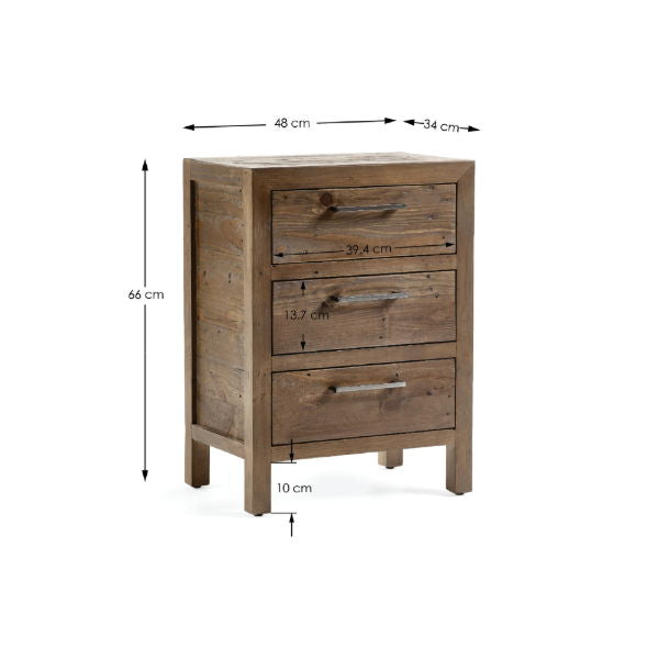 Heritage 3 Drawer Bedside - Living with Luxury