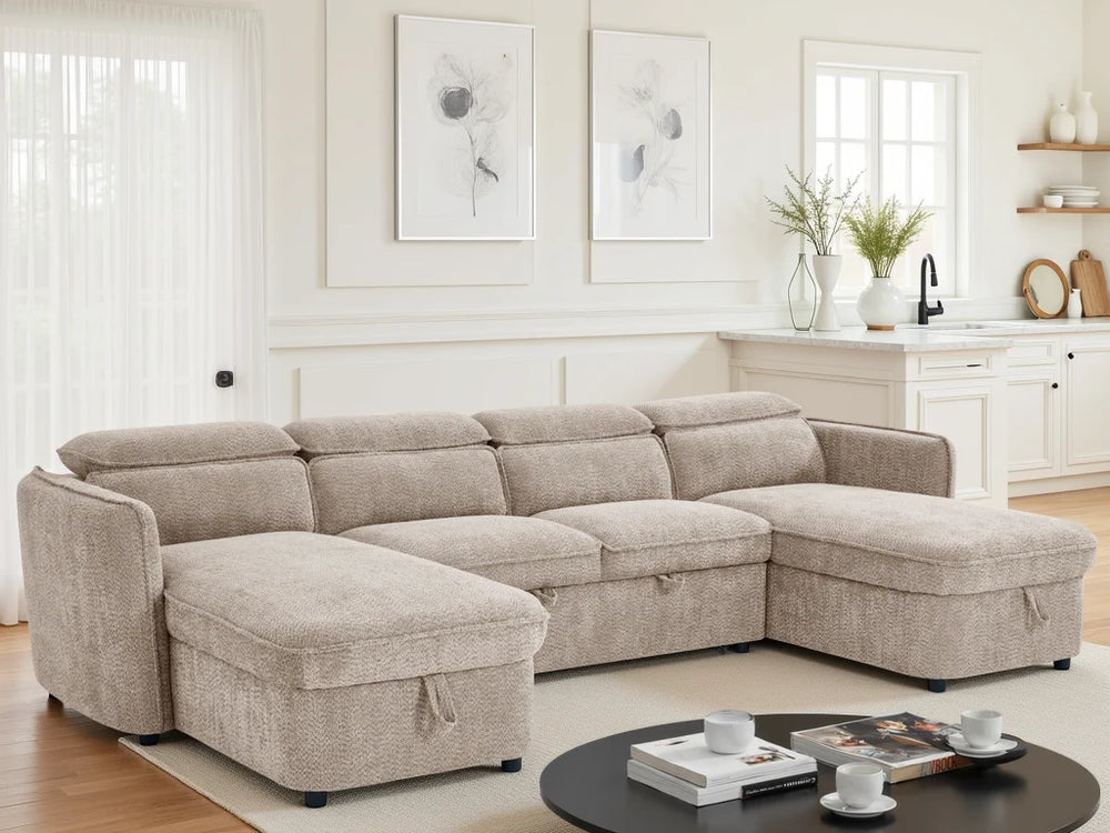 Capri Sofabed U Shape Corner – Grey, Green, Blue & Beige Living Room Sofa